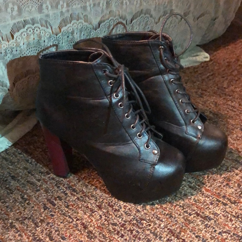 Two tone platform booties